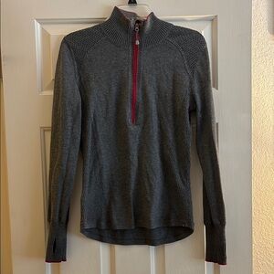 🆕 Eddie Bauer Charcoal Zip-Up Sweater with Pink Accents